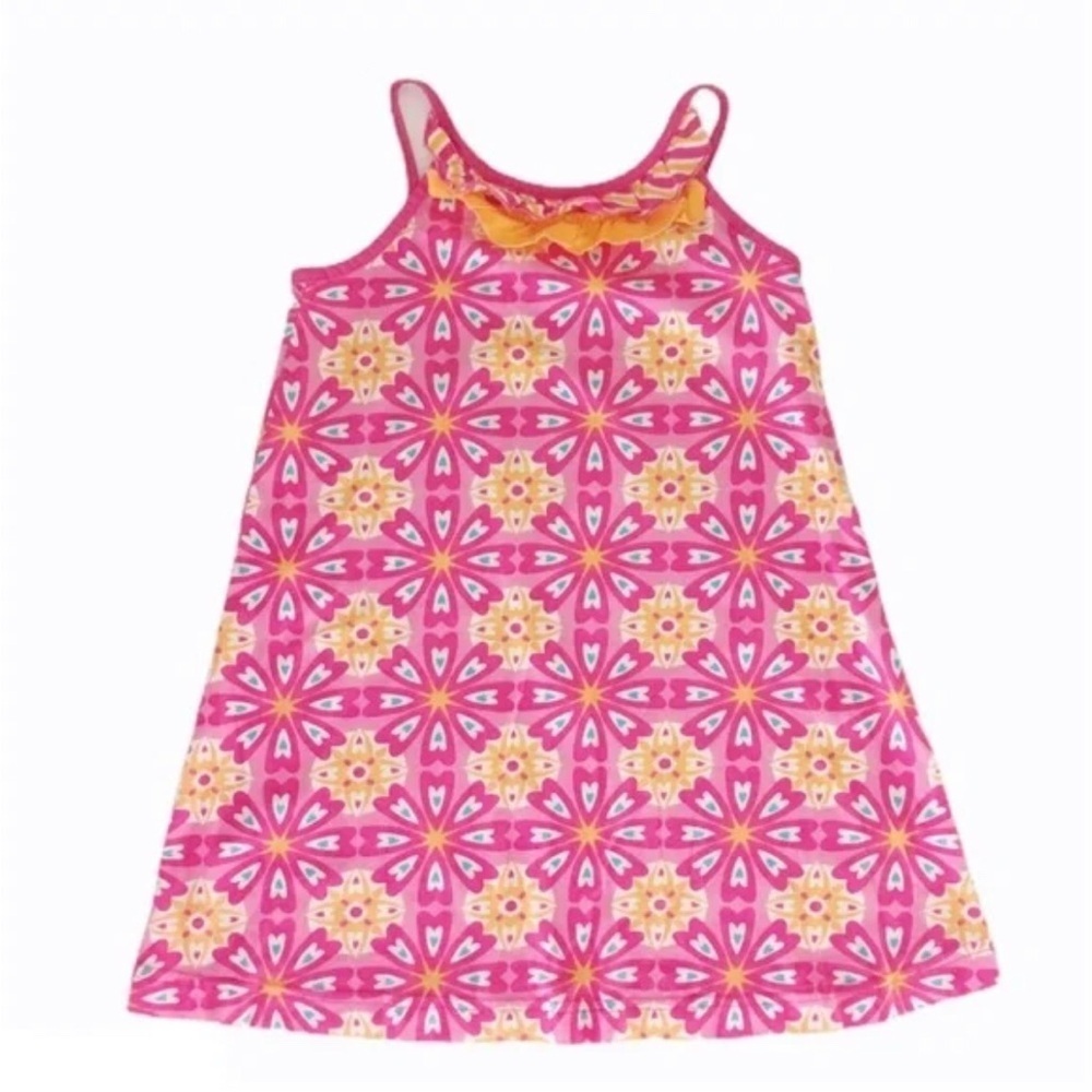 Hanna Andersson Girls 130 cm (8Y) Pink Floral Mosaic Halter Mini Dress - VGUC!